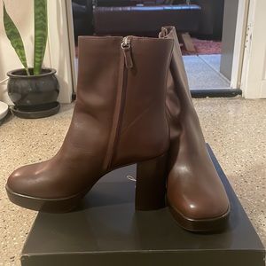 NWB J.Crew Platform Stacked-Heel Leather Boots